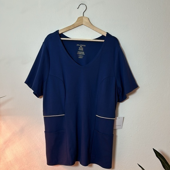Jaanuu Blue Scrub Top w/ Gold Zipper Accent Sz. 3XL NWT! - Picture 1 of 9